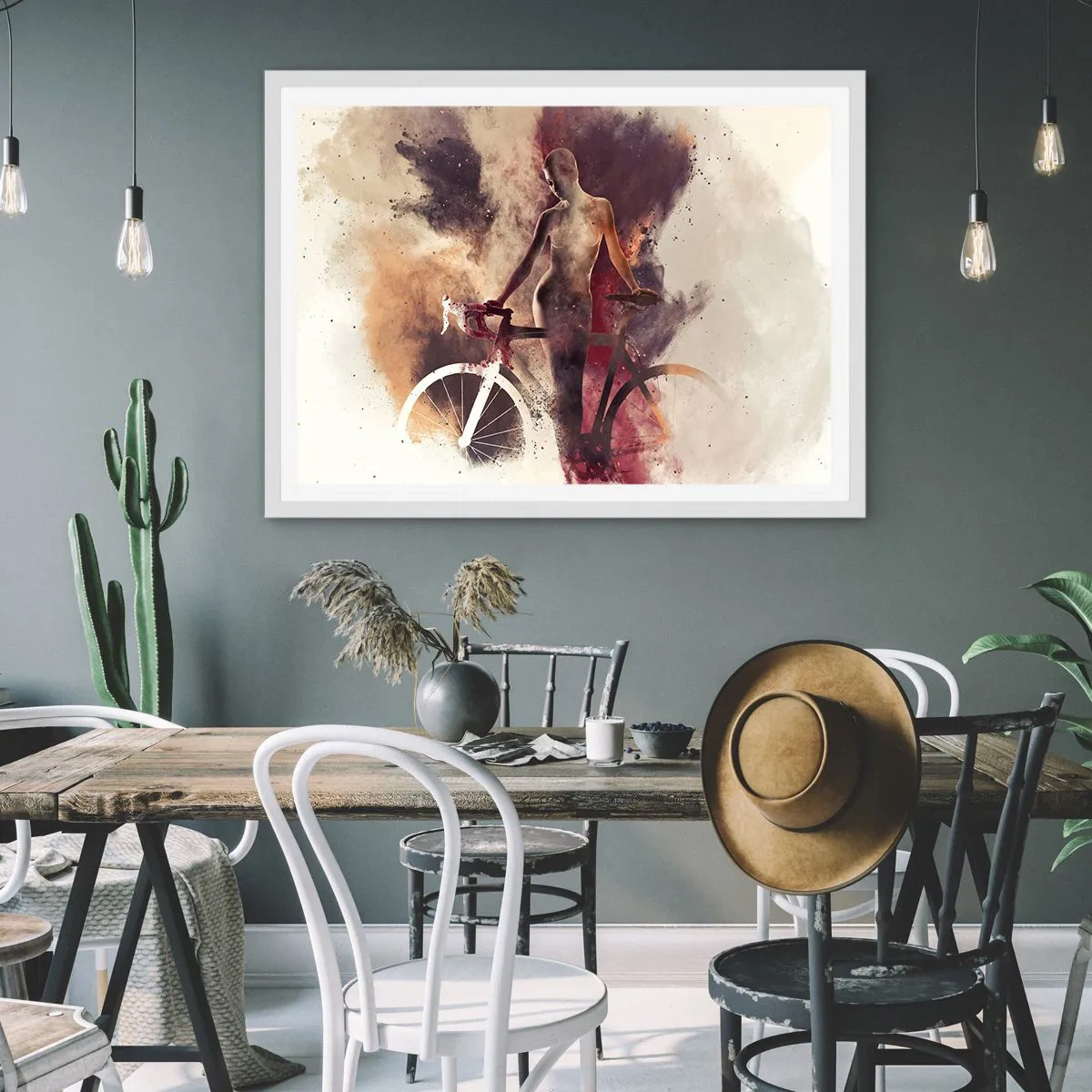 Affiche dans un cadre blanc - Poster - Une âme de vélo aux formes marbrées - 50x40 cm