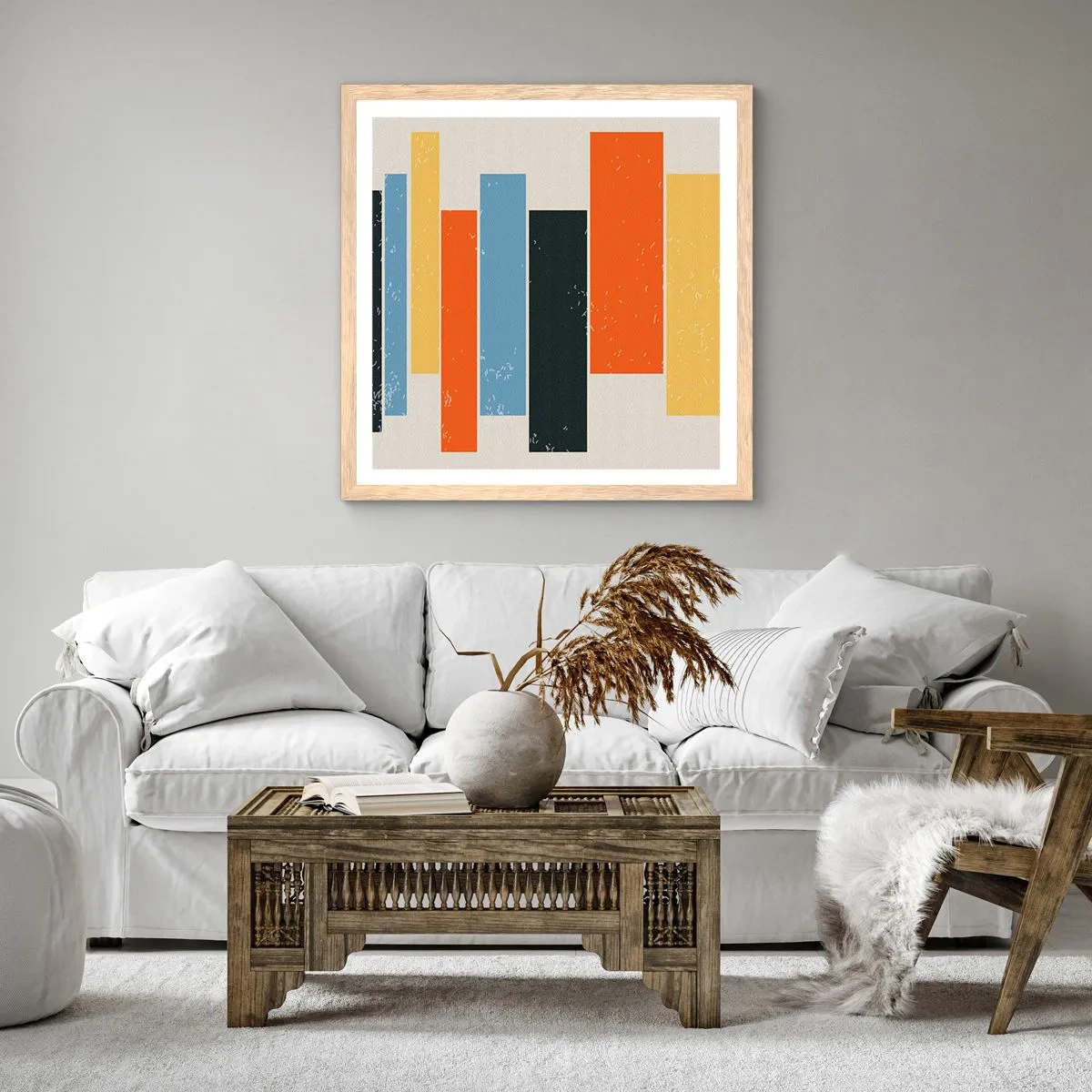 Affiche dans un chêne clair - Poster - Notation musicale - 30x30 cm
