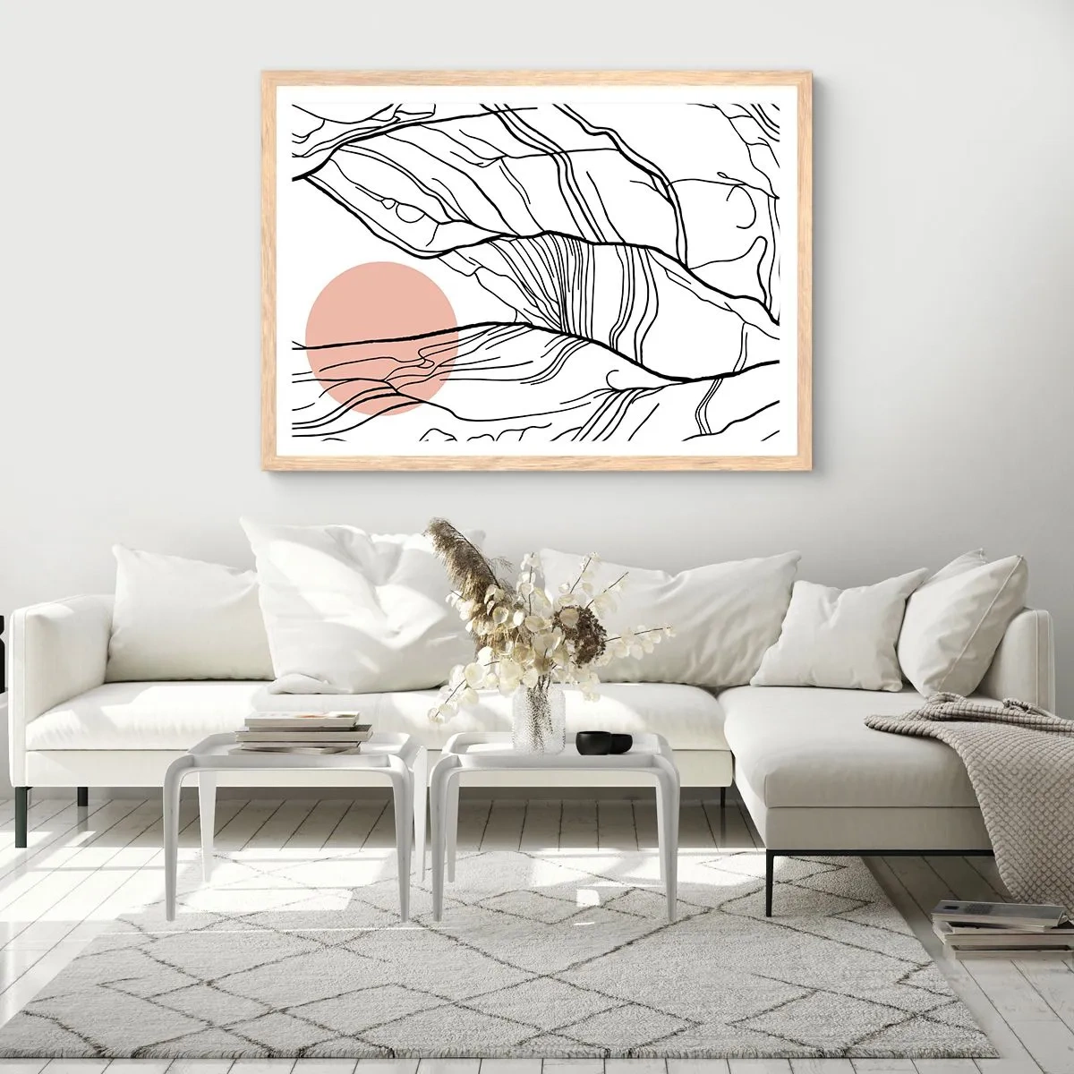 Affiche dans un chêne clair - Poster - Dans un réseau de brindilles - 100x70 cm