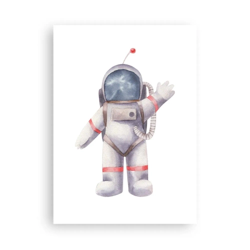 Affiche - Poster - Illustration d'un astronaute à l'aquarelle faisant signe dans l'espace - 50x70cm - C'est tout pour le moment! - Décoration murale moderne pour le salon et la chambre ARTTOR