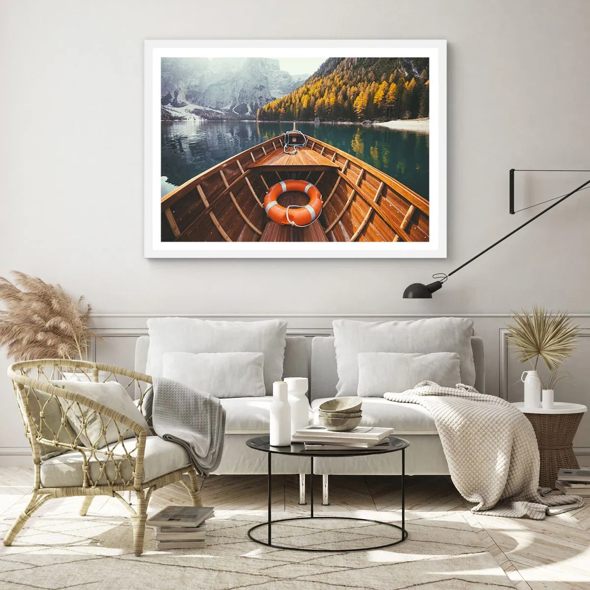 Affiche dans un cadre blanc - Poster - Escapade en montagne - 40x30 cm