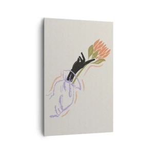 Impression sur toile - Image sur toile - Un bouquet de fleurs minimaliste au style délicat - 80x120cm - Touche fraternelle - Décoration murale moderne pour le salon et la chambre ARTTOR