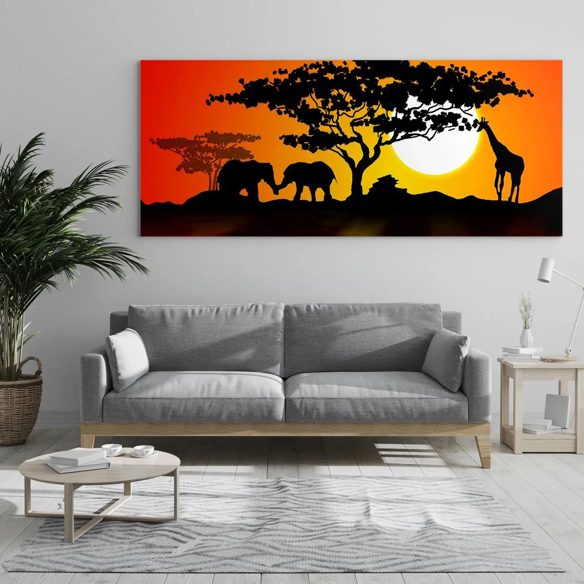 Impression sur verre - Image sur verre - Rencontre dans la savane - 100x40 cm