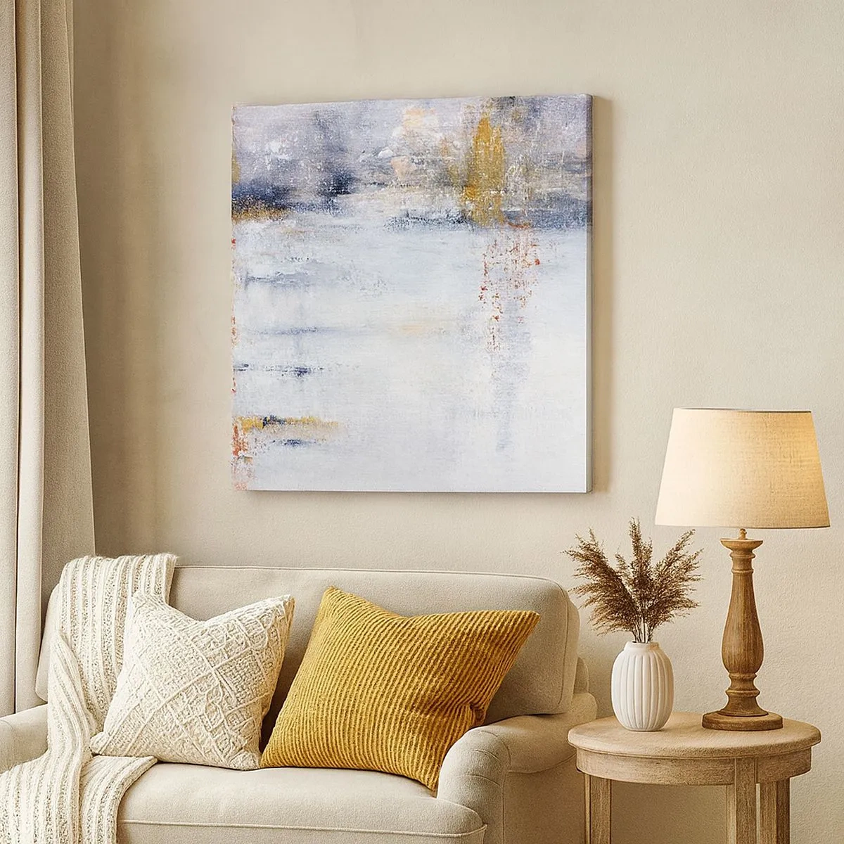 Impression sur toile - Image sur toile - Derrière l'air un rideau - 30x30 cm