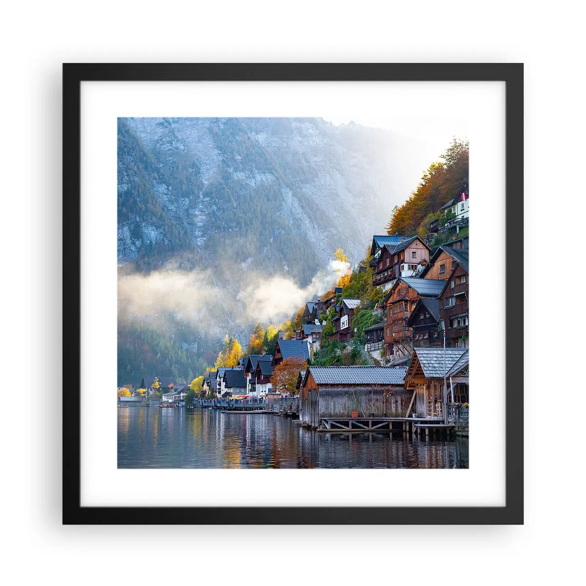 Affiche dans un cadre noir - Poster - Ambiance alpine - 40x40 cm