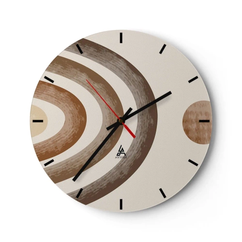 Horloge murale - Pendule murale - Motifs abstraits dans les tons marron et beige sur fond crème - 30x30cm - Dans une galaxie lointaine - Décoration murale moderne pour le salon, la cuisine et la chambre ARTTOR