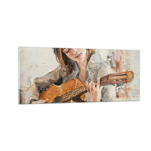 Impression sur verre - Image sur verre - Concerto pour guitare et coeur de fille - 100x40 cm