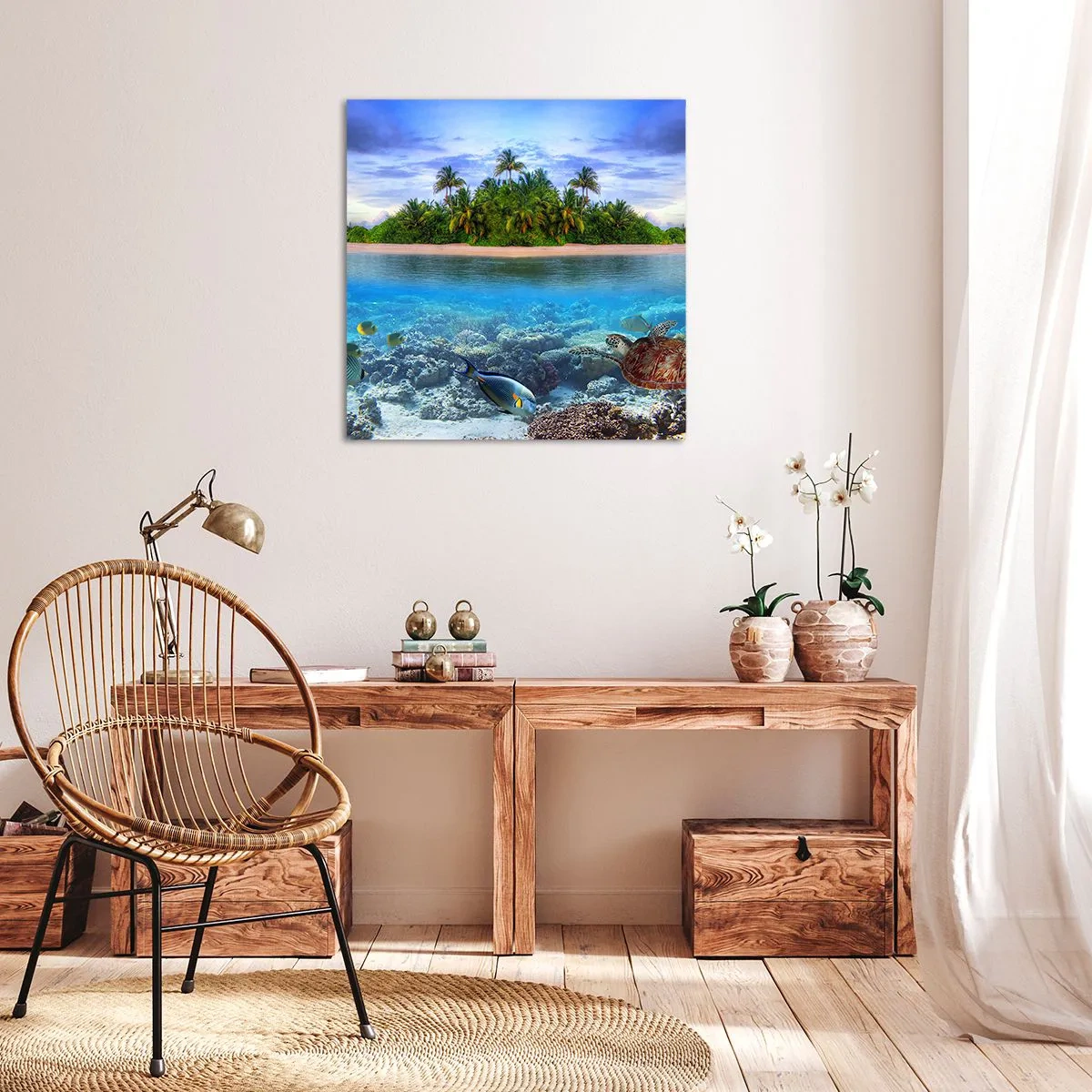 Impression sur toile - Image sur toile - L'île céleste vous invite - 70x70 cm