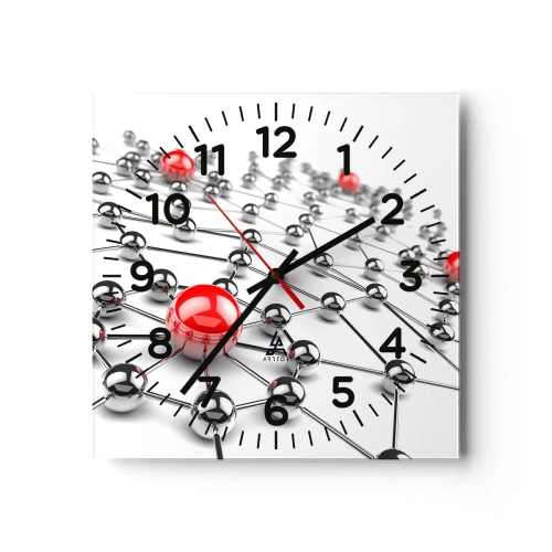 Horloge murale - Pendule murale - Toile argentée - 40x40 cm