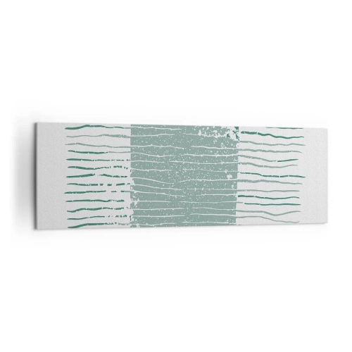 Impression sur toile - Image sur toile - Motif géométrique dans les tons vert mer et blanc - 160x50cm - Abstraction de la mer - Décoration murale moderne pour le salon et la chambre ARTTOR