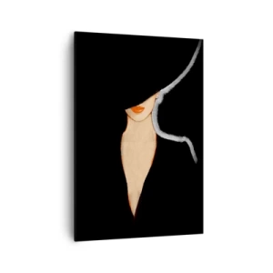 Impression sur toile - Image sur toile - Silhouette d'une femme au chapeau sur fond noir - 70x100cm - Élégance et style - Décoration murale moderne pour le salon et la chambre ARTTOR