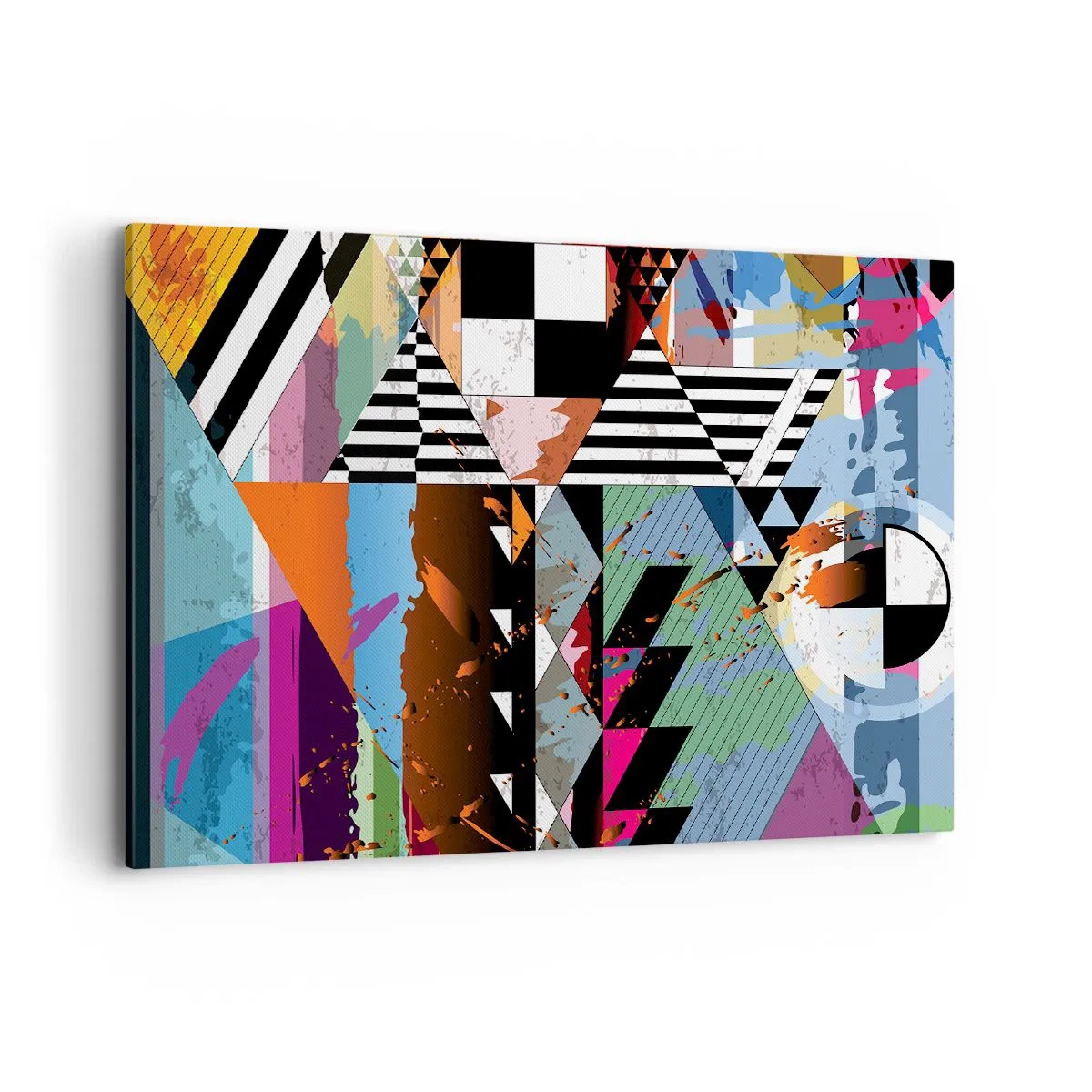 Impression sur toile - Image sur toile - Composition géométrique abstraite aux couleurs vives - 100x70cm - Géométrique et organique - Décoration murale moderne pour le salon et la chambre ARTTOR