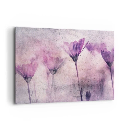 Impression sur toile - Image sur toile - Fleurs délicates dans des tons violets sur fond clair - 100x70cm - Rêve de fleurs - Décoration murale moderne pour le salon et la chambre ARTTOR