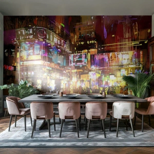 Papier Peint Autocollant Deluxe Sticker - Dans une mer de lumière - Ville, Architecture, Vie nocturne - 350x256 cm