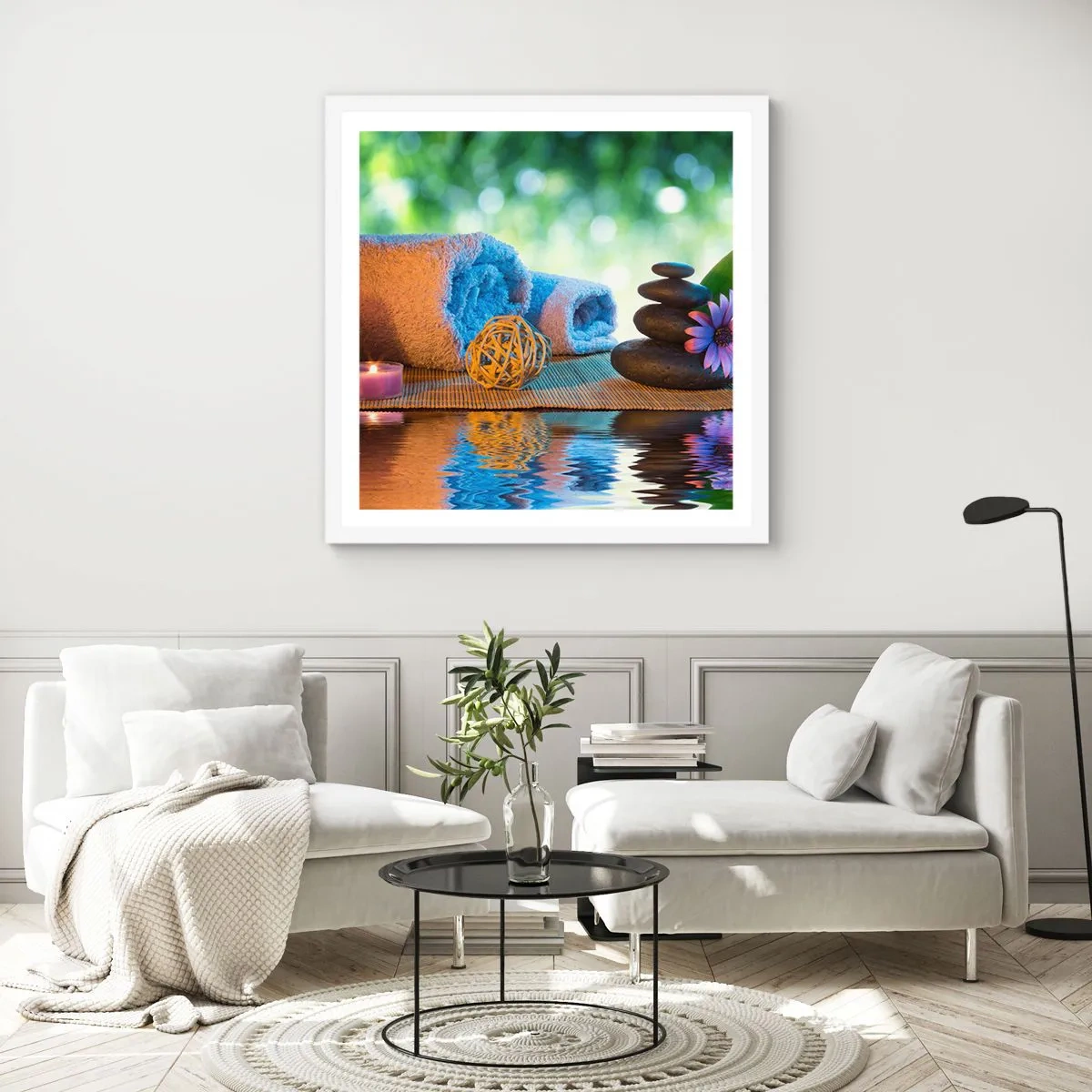 Affiche dans un cadre blanc - Poster - Temps pour le corps - 40x40 cm