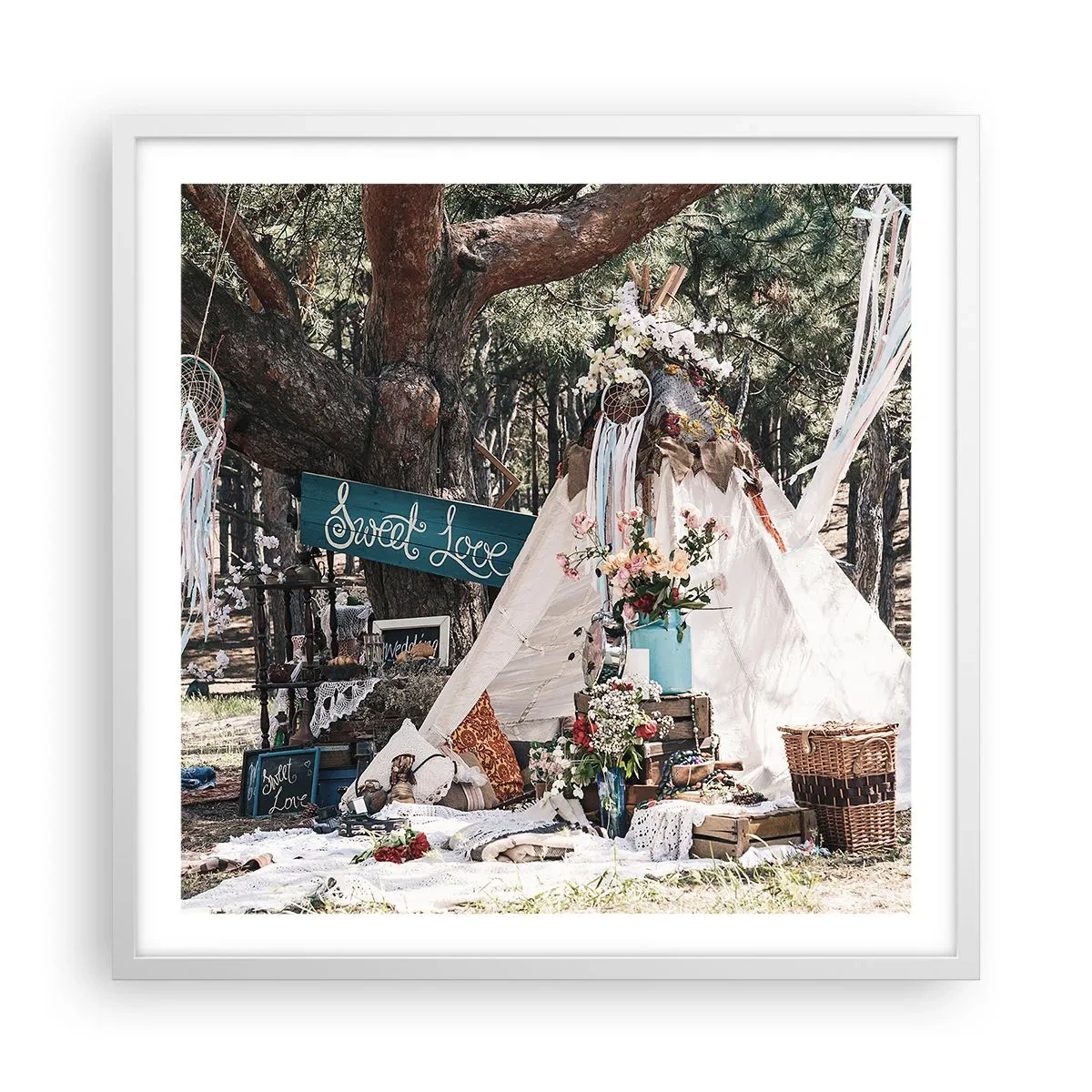 Affiche dans un cadre blanc - Poster - Make love… - 60x60 cm