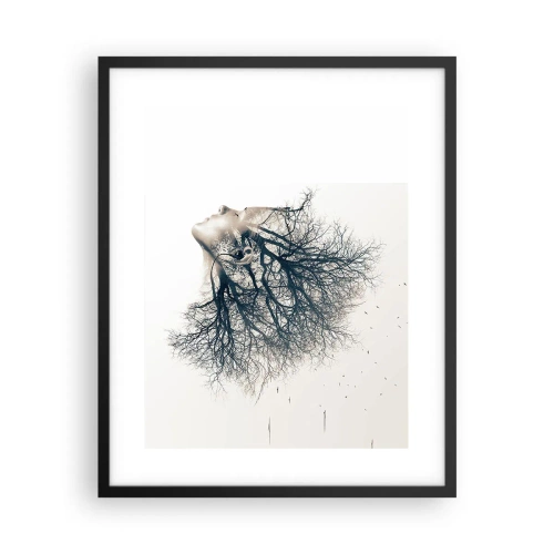 Affiche dans un cadre noir - Poster - Écouter le murmure des arbres - 40x50 cm