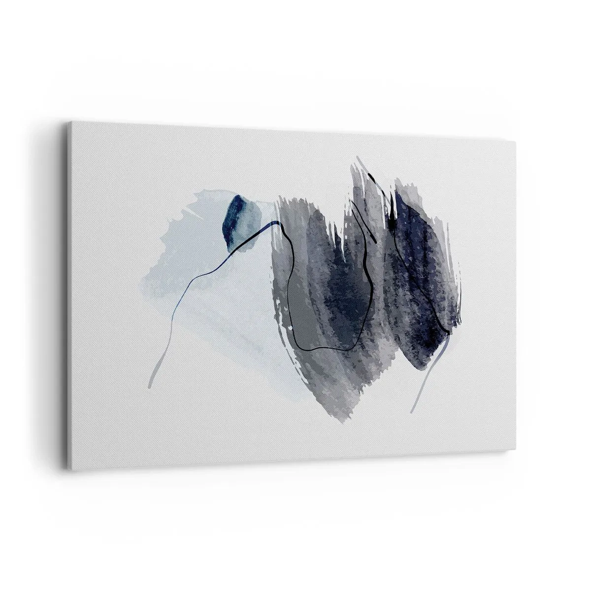 Impression sur toile - Image sur toile - Composition abstraite dans les tons de gris et de bleu - 120x80cm - Intensité et mouvement - Décoration murale moderne pour le salon et la chambre ARTTOR