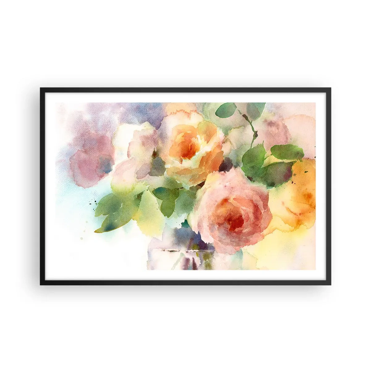 Affiche dans un cadre noir - Poster - Délicat comme l'aquarelle - 91x61 cm