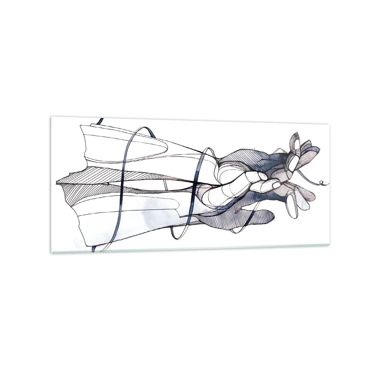 Impression sur verre - Image sur verre - Un dessin subtil d'une main avec une fleur délicate - 120x50cm - Étude du touché - Décoration murale moderne pour le salon et la chambre ARTTOR