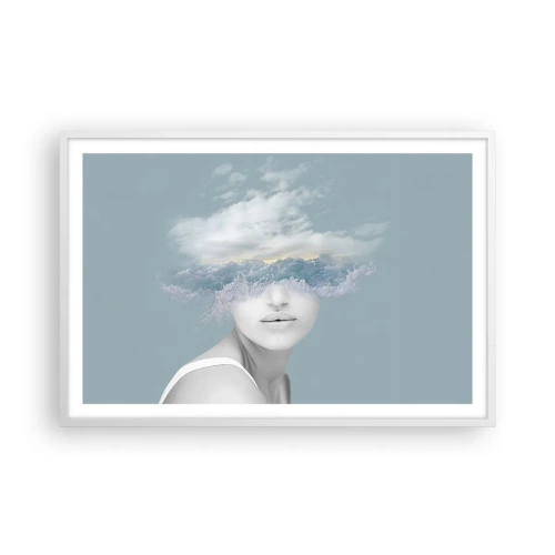 Affiche dans un cadre blanc - Poster - La tête dans les nuages - 91x61 cm
