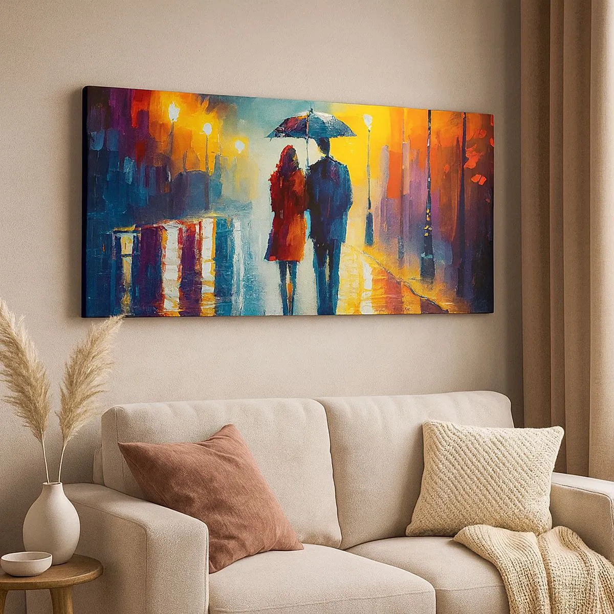 Impression sur toile - Image sur toile - Ensemble – une nuit colorée - 100x40 cm