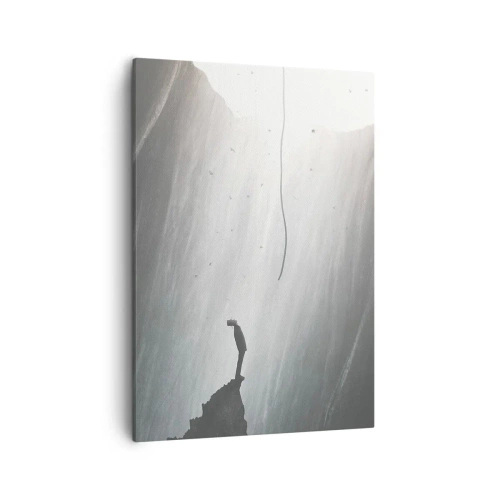 Impression sur toile - Image sur toile - Silhouette d'un homme sur le sol d'une grotte avec vue sur la lumière - 50x70cm - Il y a toujours une issue - Décoration murale moderne pour le salon et la chambre ARTTOR