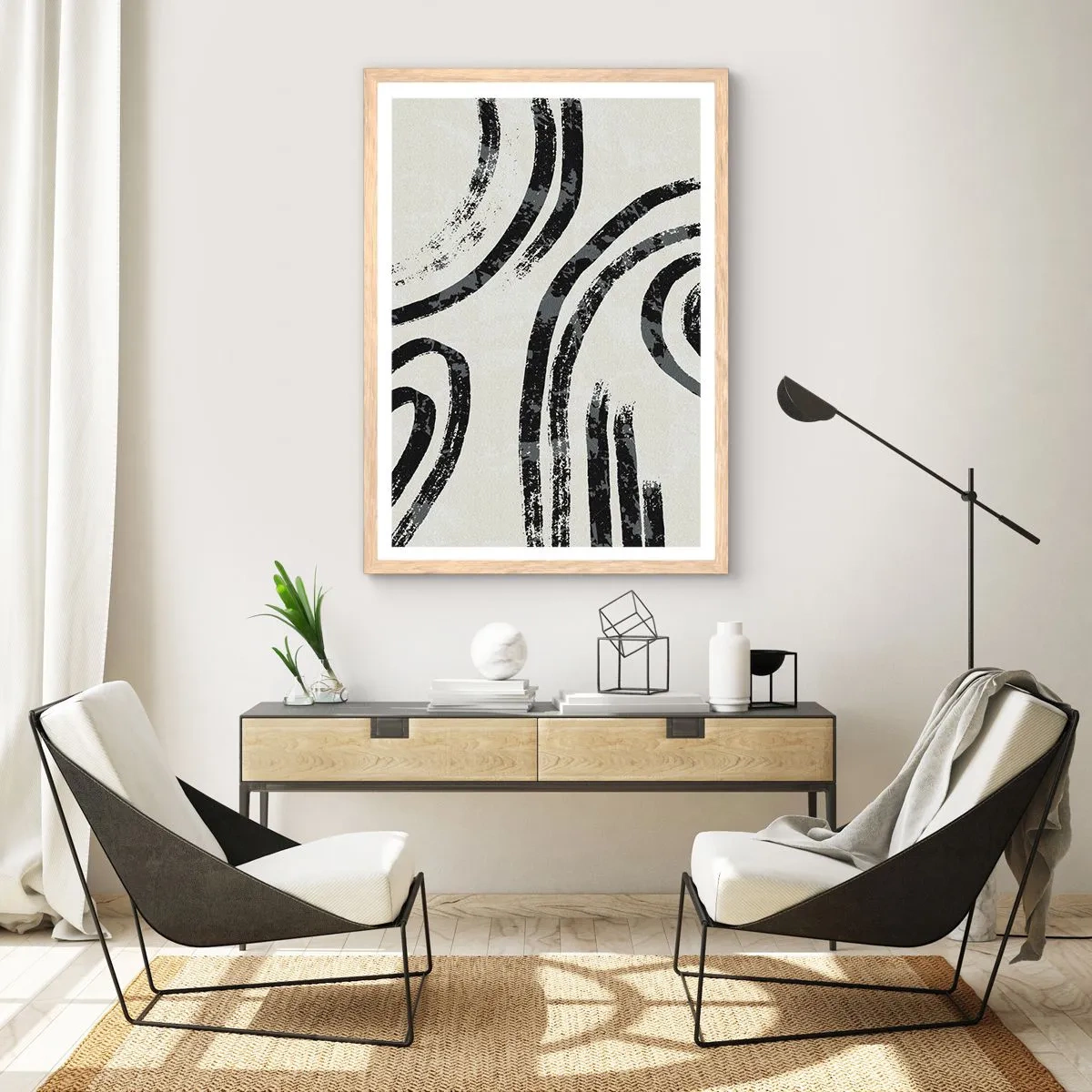 Affiche dans un chêne clair - Poster - À moitié arrêté - 61x91 cm