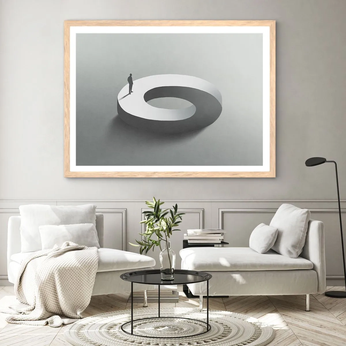 Affiche dans un chêne clair - Poster - Et sois intelligent ici - 100x70 cm