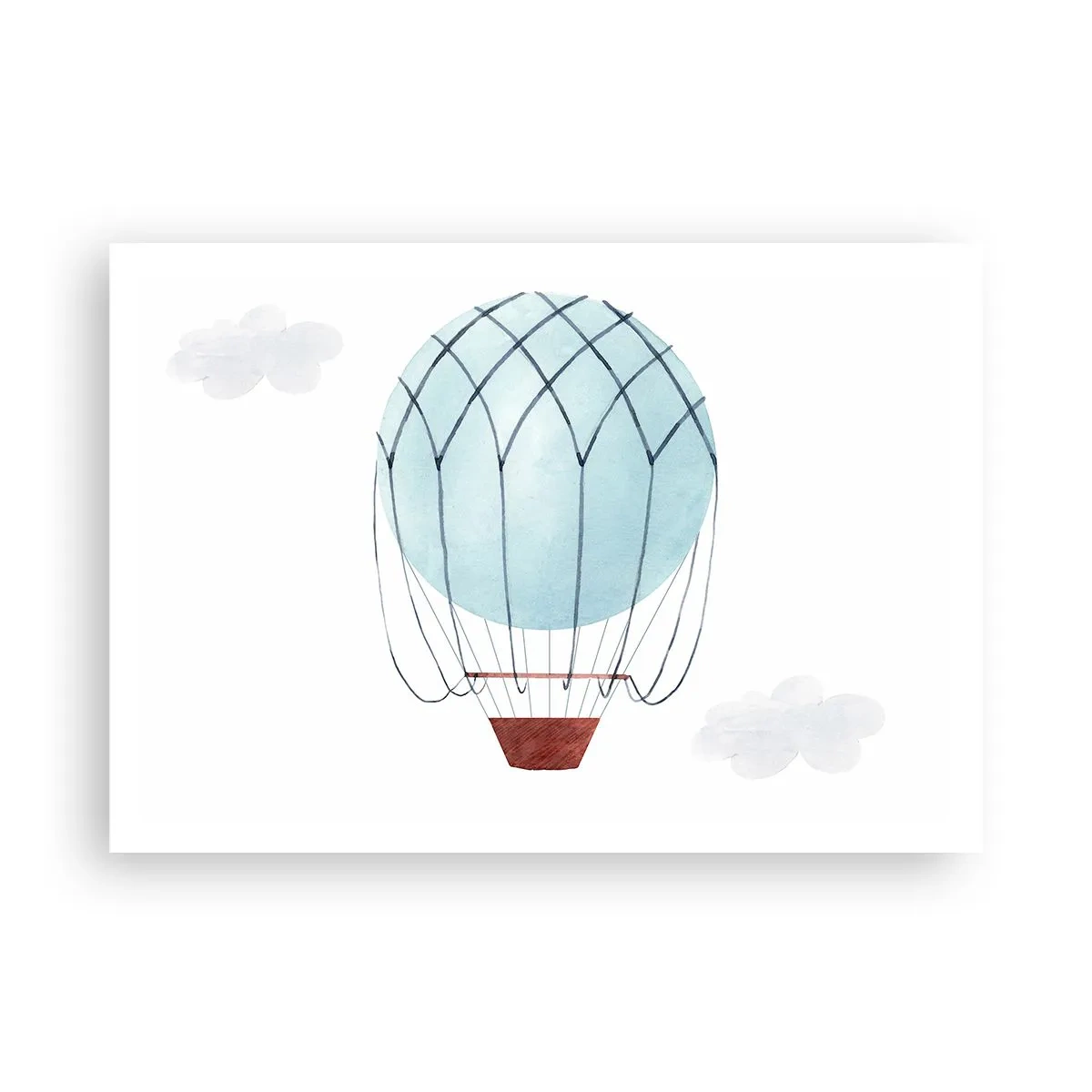 Affiche - Poster - Un ballon peint à la main sur fond de nuages délicats. - 100x70cm - Entièrement dans les nuages - Décoration murale moderne pour le salon et la chambre ARTTOR