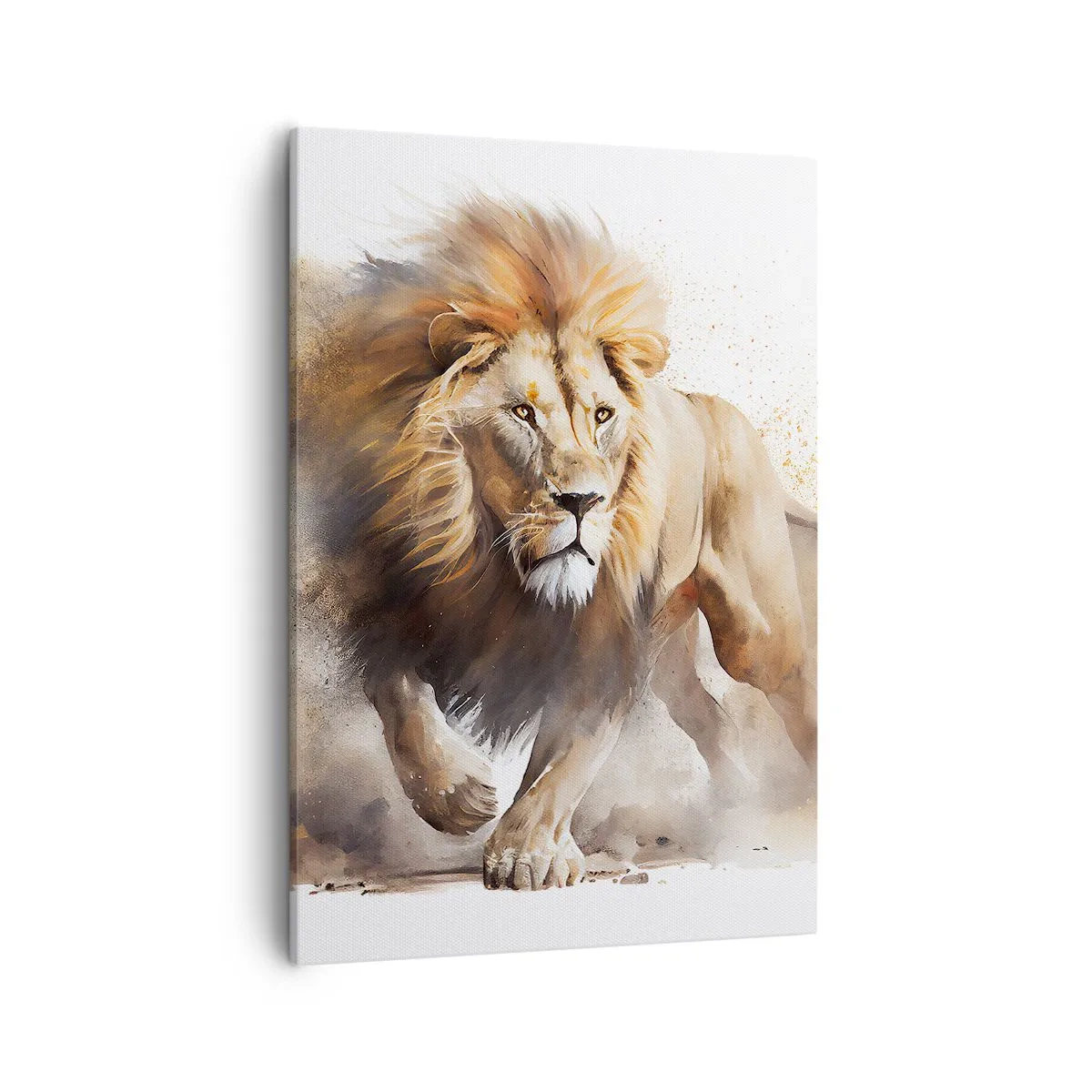 Impression sur toile - Image sur toile - Un portrait dynamique d'un lion aux couleurs naturelles. - 50x70cm - Le roi bougea - Décoration murale moderne pour le salon et la chambre ARTTOR