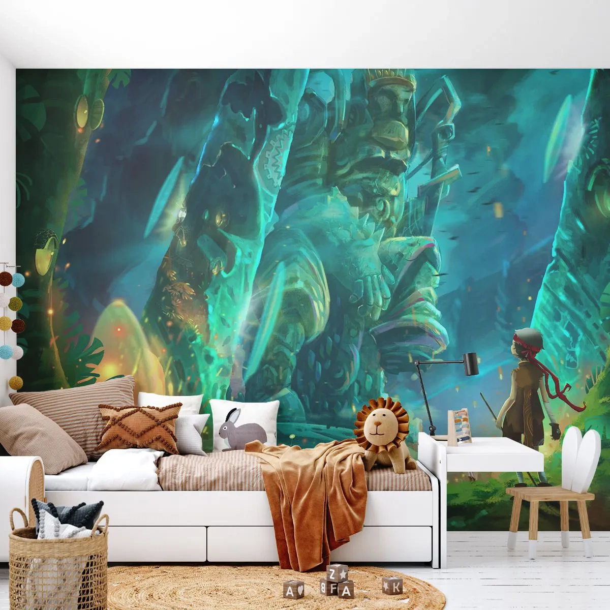 Papier Peint Photo Premium Sand - Une scène fantastique avec une statue mystérieuse - 100x70cm - Du grand livre des contes de fées - Décoration murale moderne pour le salon et la chambre ARTTOR