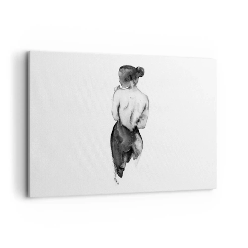 Impression sur toile - Image sur toile - La silhouette d'une femme capturée dans une aquarelle subtile - 100x70cm - Auprès d'elle, le monde disparaît - Décoration murale moderne pour le salon et la chambre ARTTOR