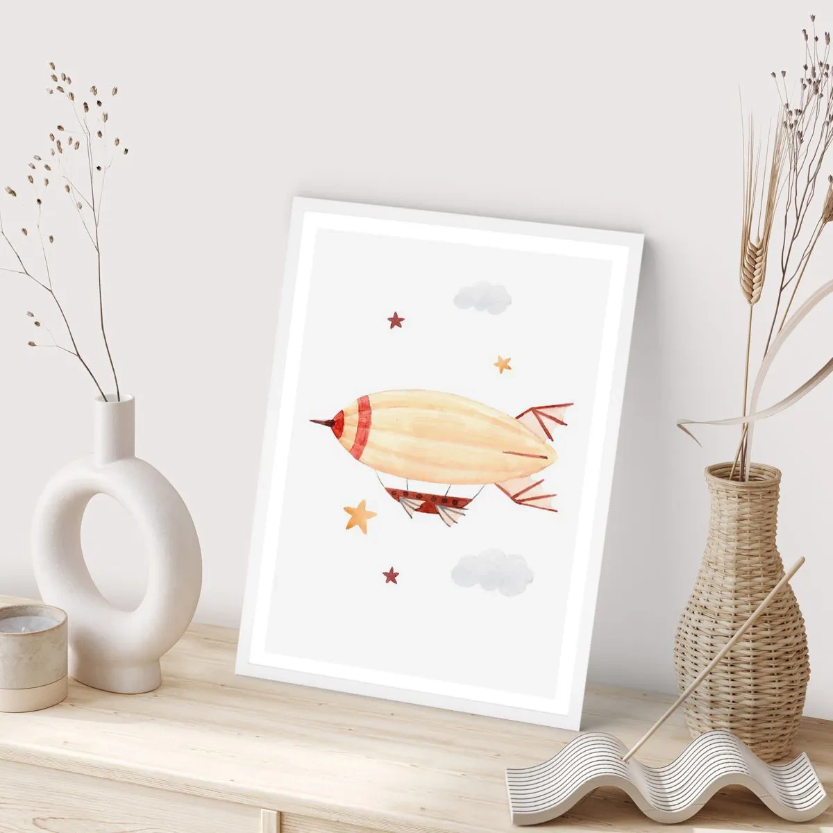 Affiche dans un cadre blanc - Poster - Dirigeable - 61x91 cm