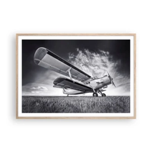 Affiche dans un chêne clair - Poster - Le pèlerin ailé - 100x70 cm