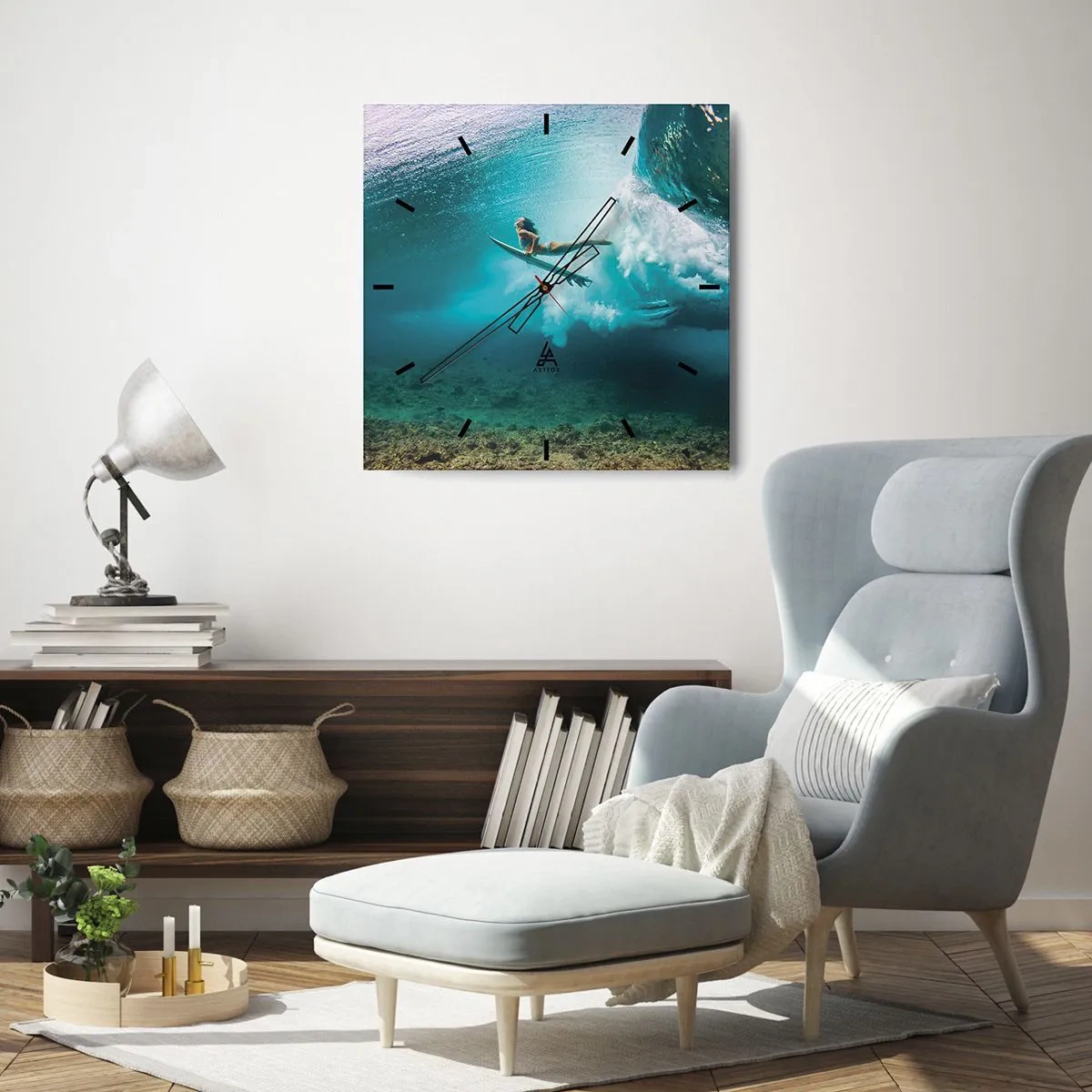 Horloge murale - Pendule murale - Monde sous marin - 40x40 cm