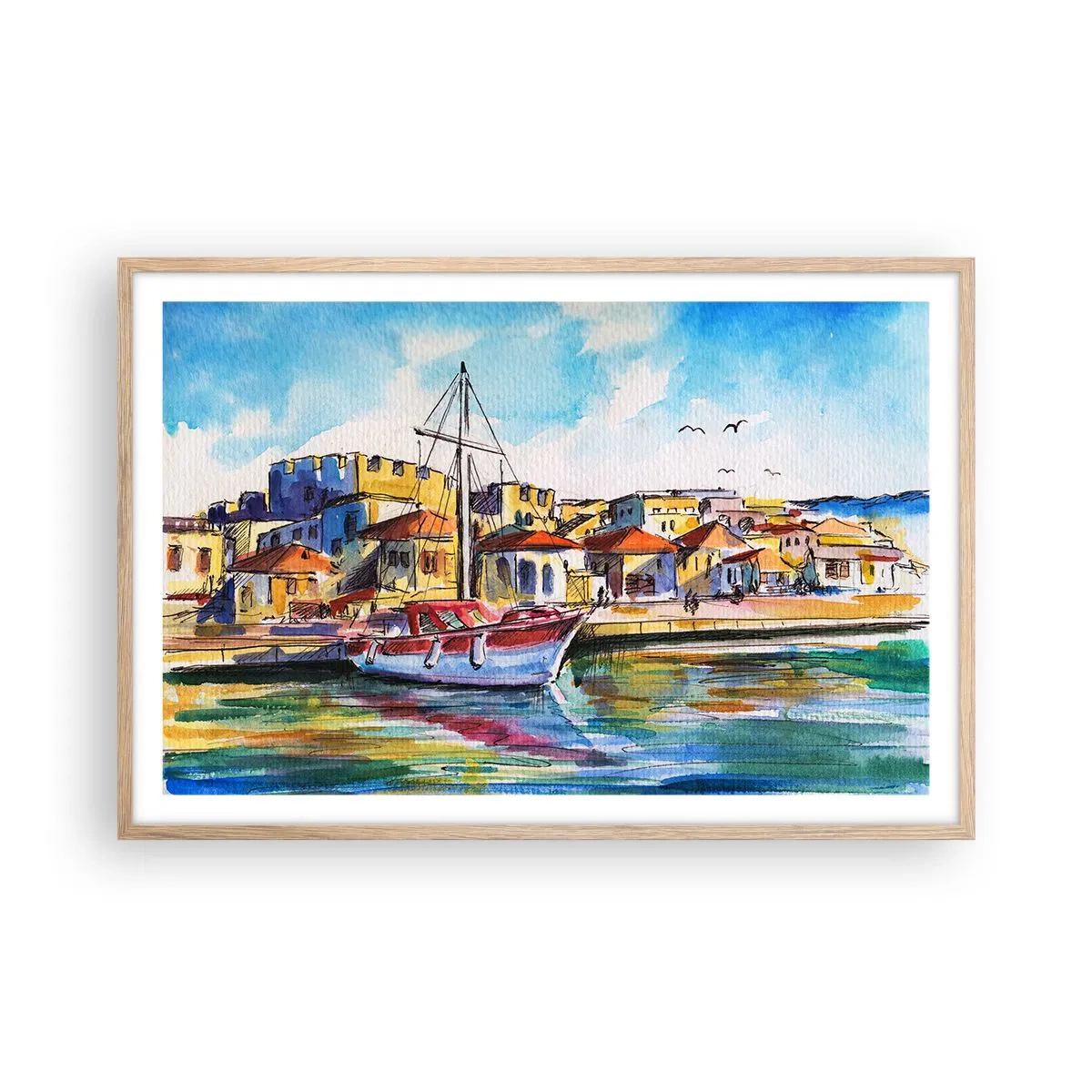 Affiche dans un chêne clair - Poster - Après-midi arc-en-ciel - 91x61 cm