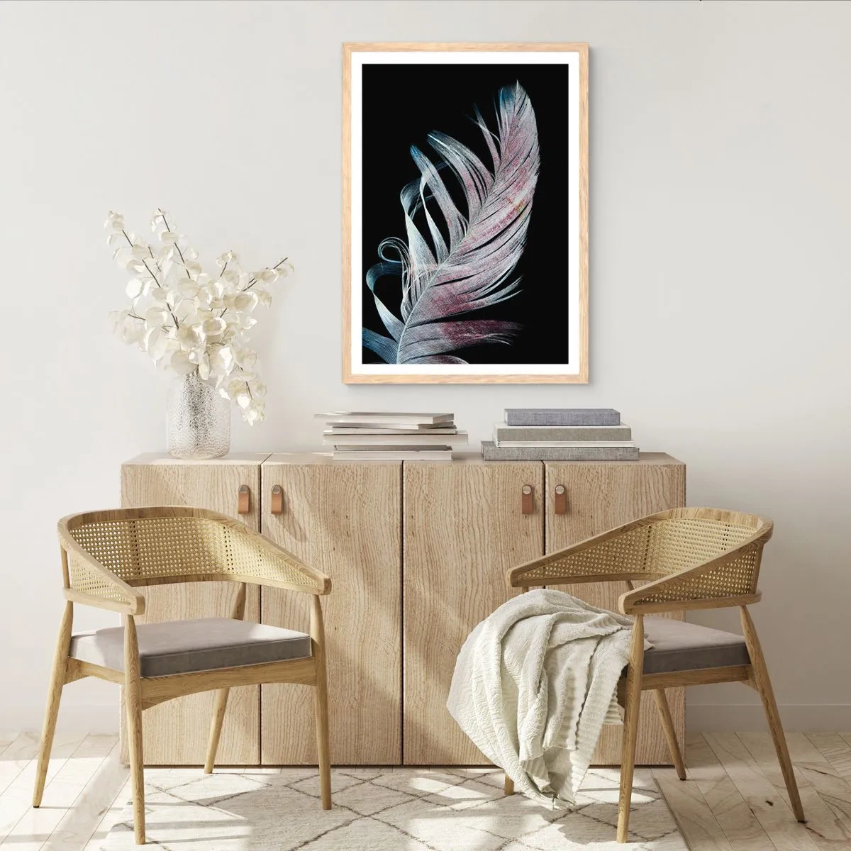 Affiche dans un chêne clair - Poster - Pensez au toucher - 70x100 cm