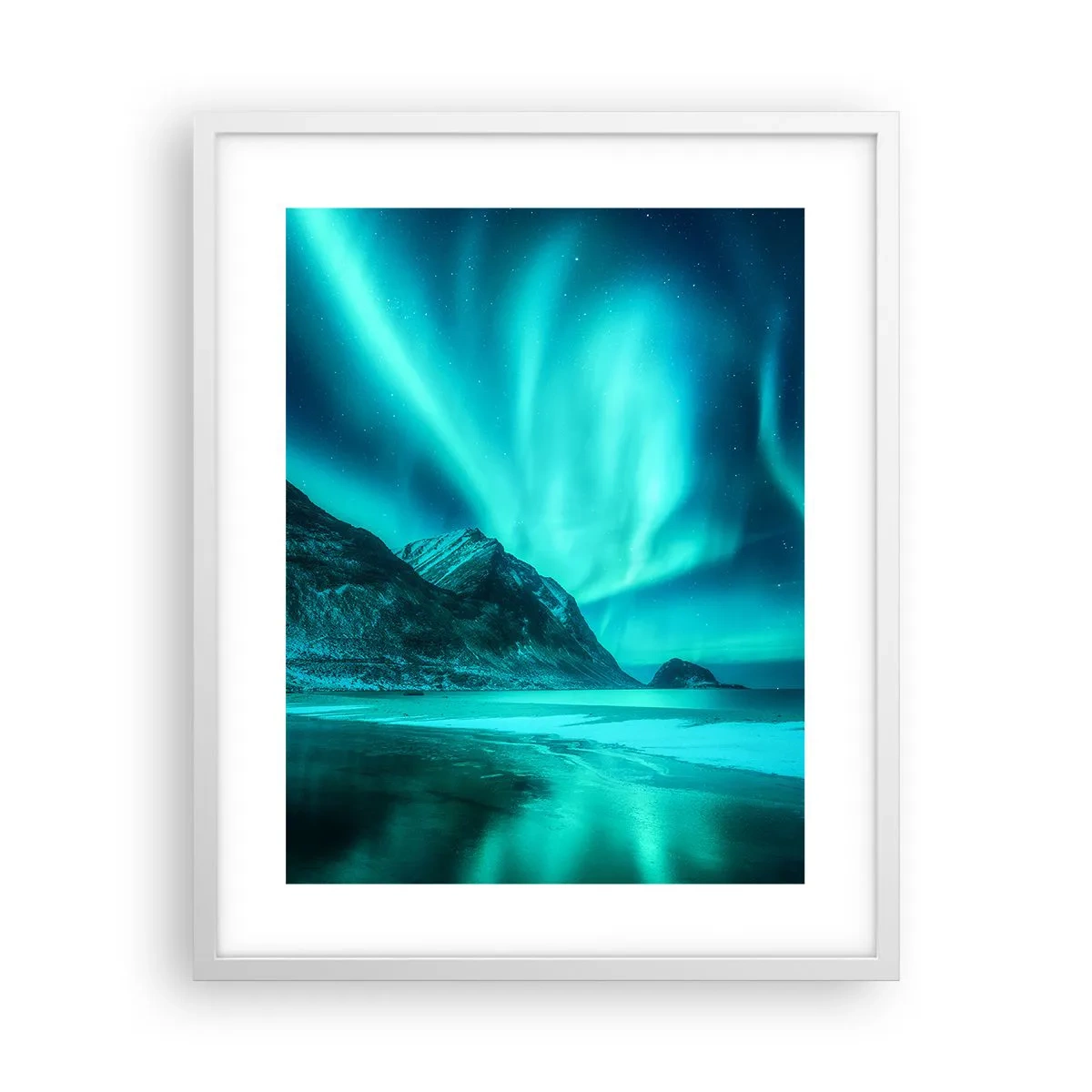 Affiche dans un cadre blanc - Poster - Merveilles du Nord - 40x50 cm