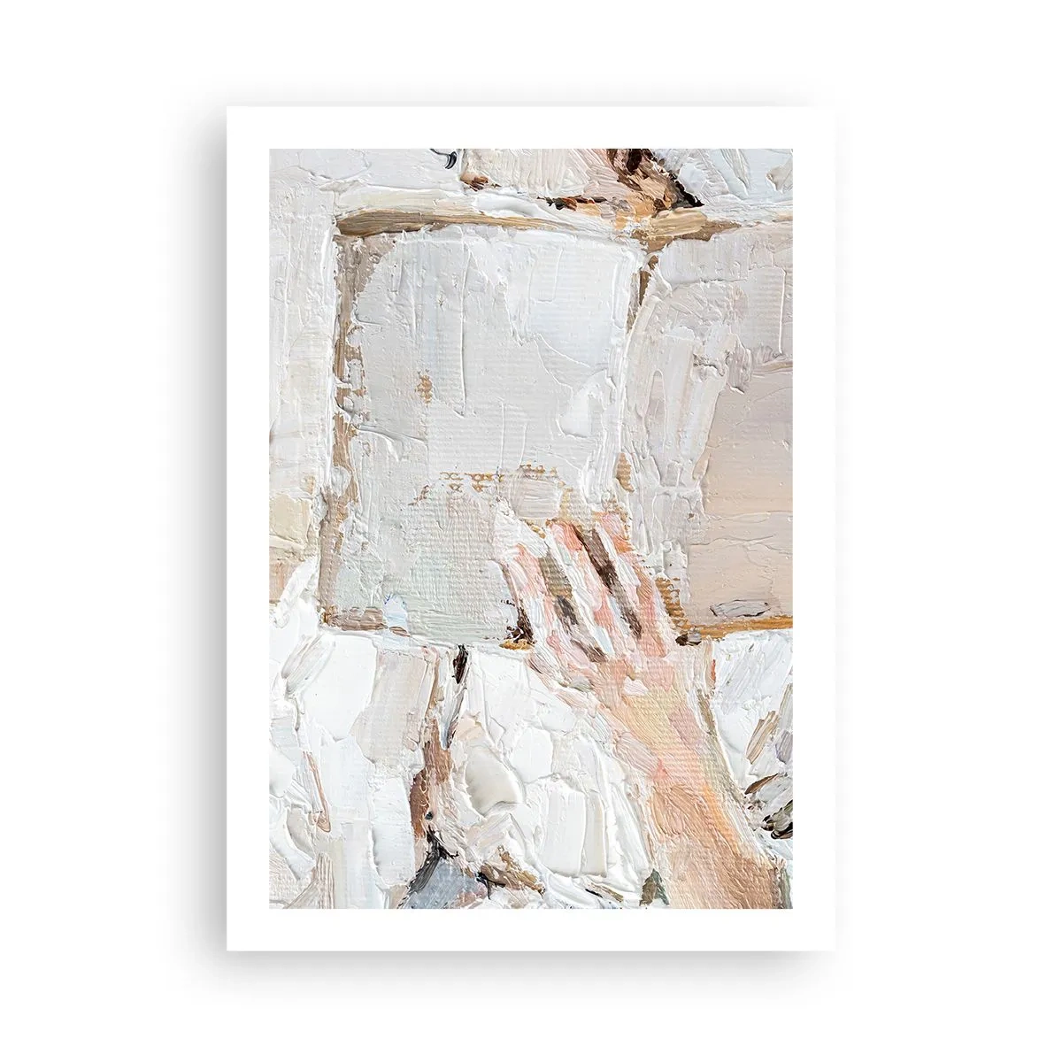 Affiche - Poster - Une image texturée d'une main tenant un livre ouvert. - 50x70cm - Dans un autre monde - Décoration murale moderne pour le salon et la chambre ARTTOR