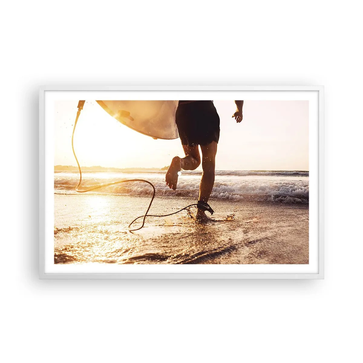 Affiche dans un cadre blanc - Poster - A la rencontre des vagues - 91x61 cm