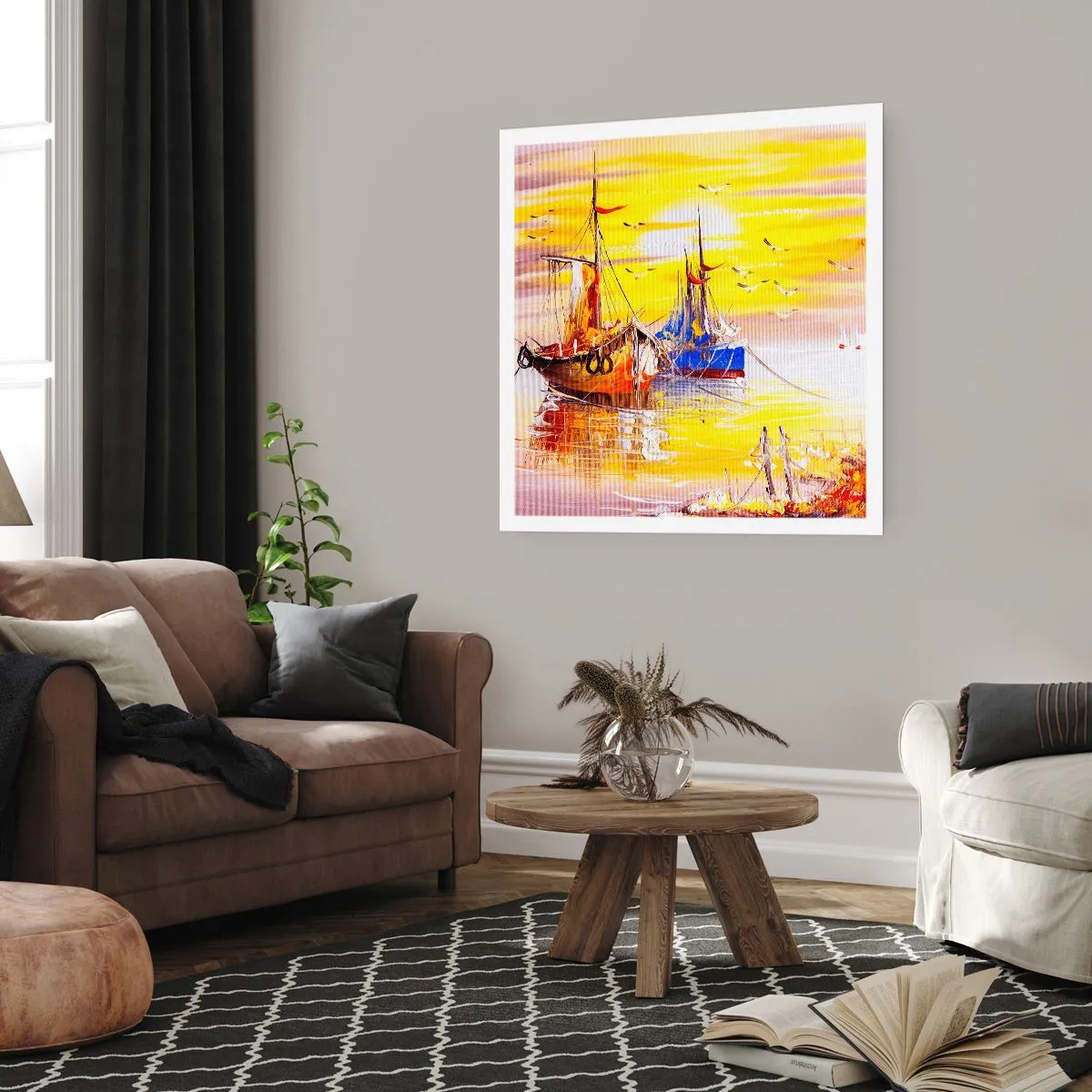 Affiche - Poster - Un repos bien mérité au port - 60x60 cm