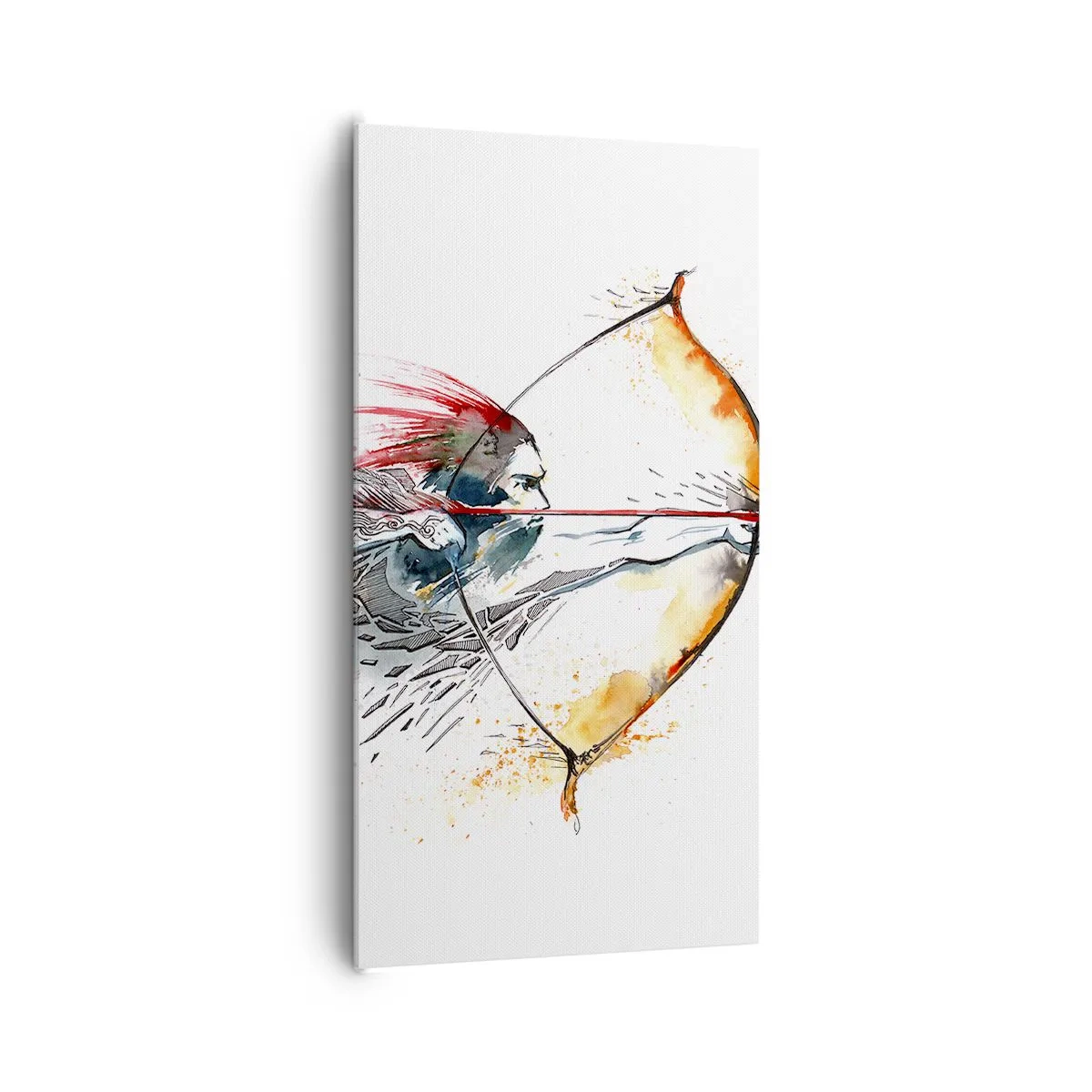 Impression sur toile - Image sur toile - Guerrier mythique avec un arc de feu - 65x120 cm