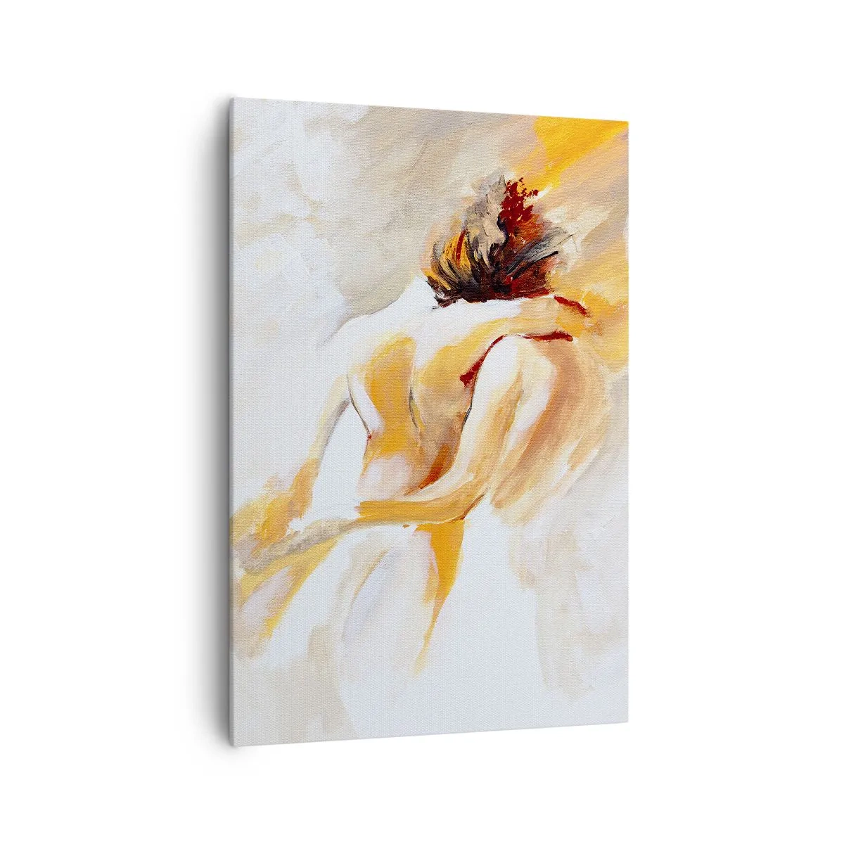 Impression sur toile - Image sur toile - Scène abstraite d'une étreinte romantique - 70x100cm - Proximité dans le ciel - Décoration murale moderne pour le salon et la chambre ARTTOR