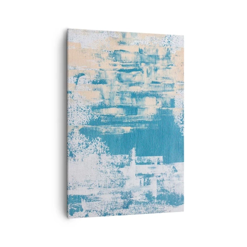 Impression sur toile - Image sur toile - Composition abstraite dans les tons de bleu et de blanc - 70x100cm - À travers un iceberg - Décoration murale moderne pour le salon et la chambre ARTTOR