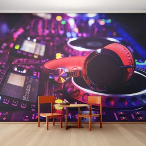 Papier Peint Autocollant Deluxe Sticker - Avant que le plaisir ne commence - Musique, Studio de musique, Écouteurs - 100x70 cm