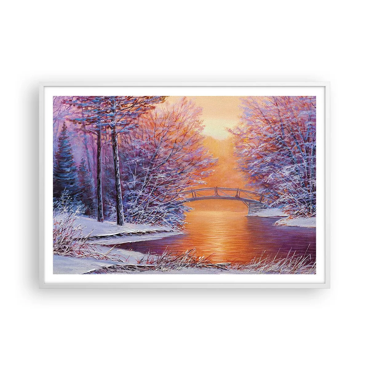 Affiche dans un cadre blanc - Poster - On se rencontre ici - 100x70 cm