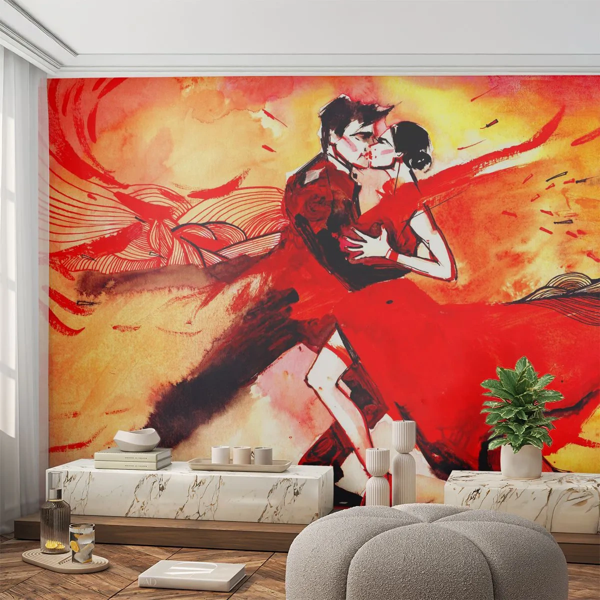 Papier Peint Photo Standard Eco - Le rythme violet de la passion - Abstraction, Danse, Tango - 500x350 cm