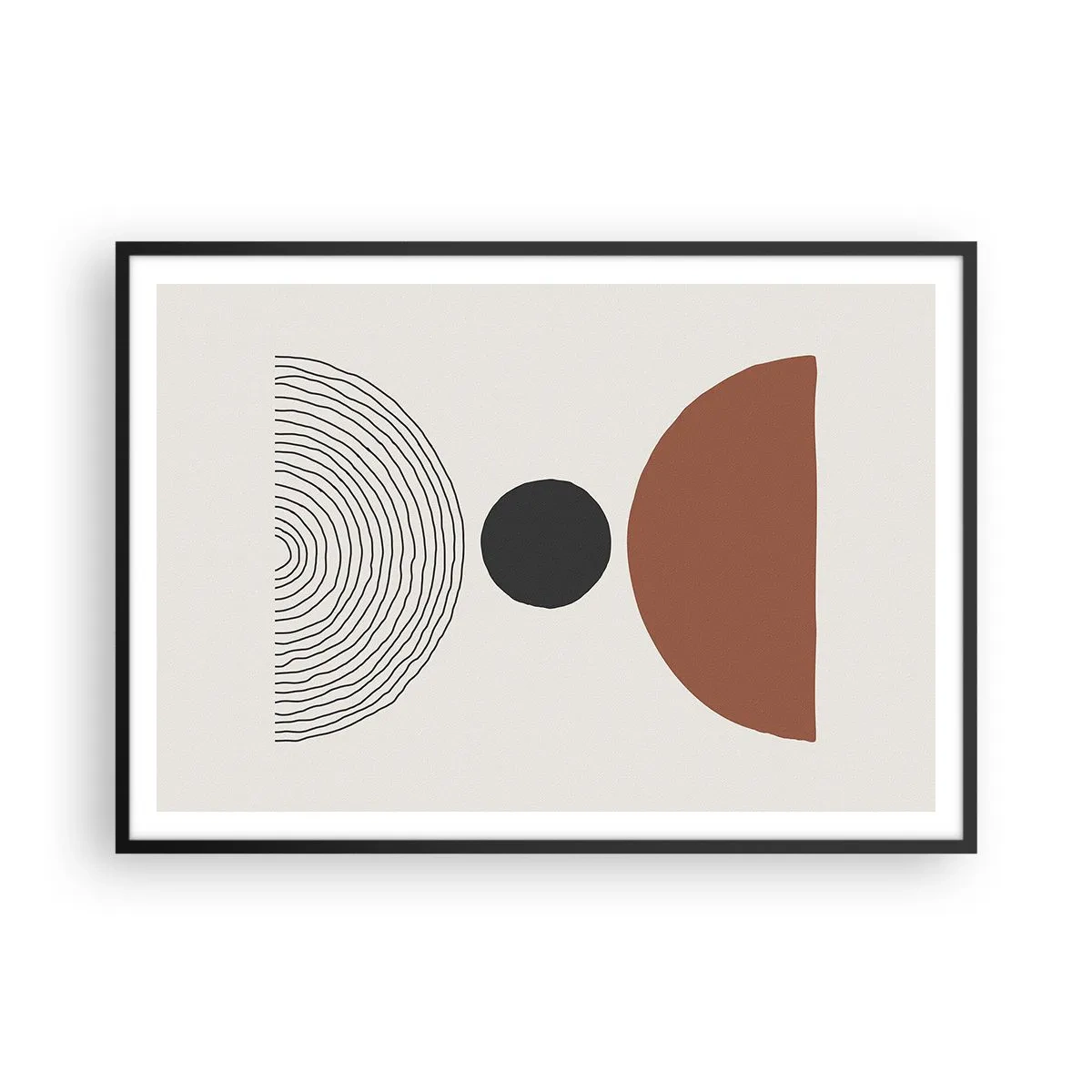 Affiche dans un cadre noir - Poster - Figures géométriques abstraites aux couleurs chaudes - 100x70cm - Au centre de l'attention - Décoration murale moderne pour le salon et la chambre ARTTOR