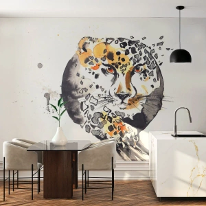 Papier Peint Photo Premium Canvas - Aquarelle artistique avec un motif de guépard - 100x70cm - Drapieżna uroda - Décoration murale moderne pour le salon et la chambre ARTTOR